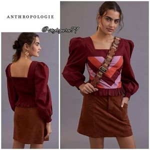 NWT, Anthropologie, Smocked Puff-Sleeve Blouse